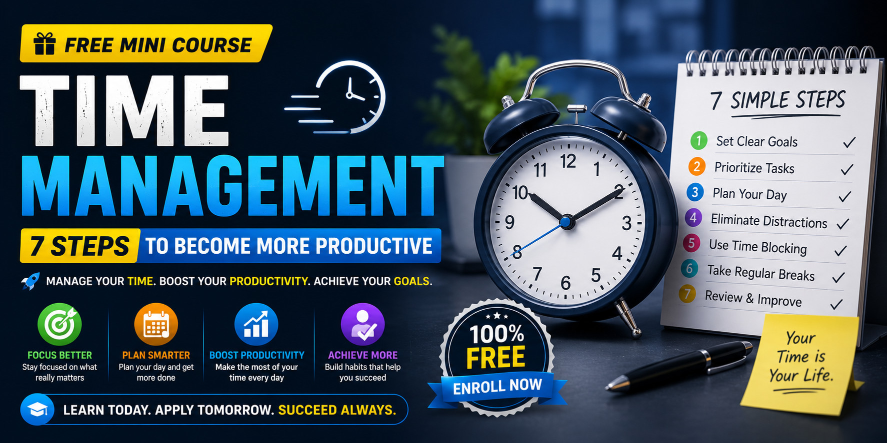 Free Mini Course on Time Management: 7 Steps to Become More Productive